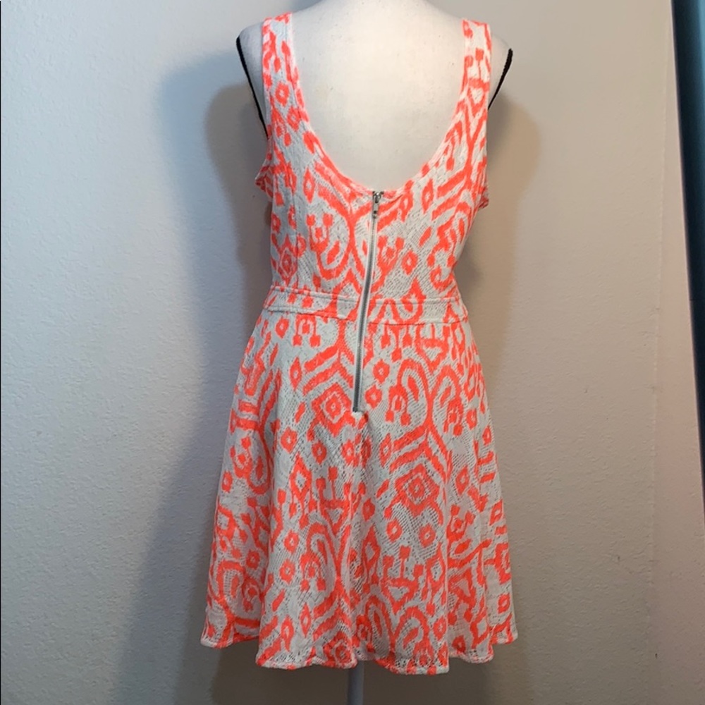 Bethany Mota white laced,neon orange print dress - Picture 3 of 5